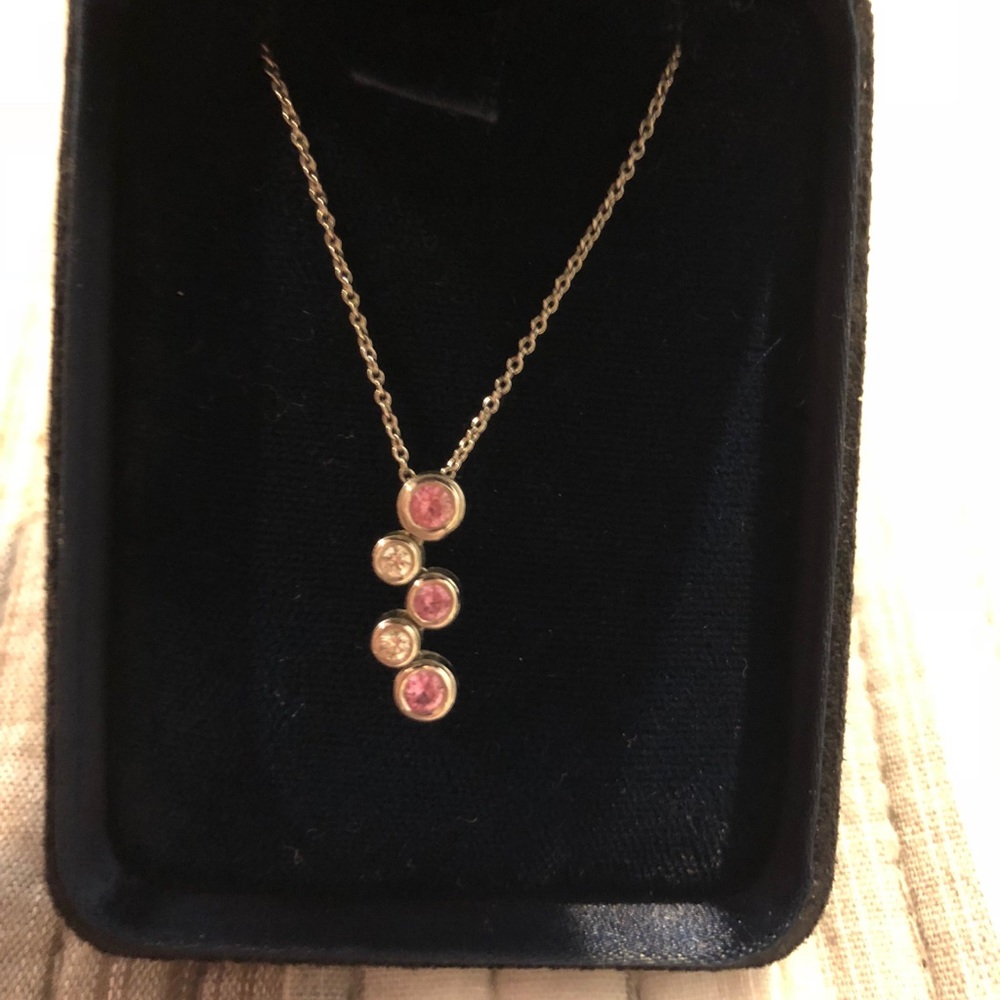 Tiffany & Co. diamond/pink sapphire pendant